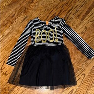 Boo girls long sleeved striped black and white tulle dress size medium (7/8)
